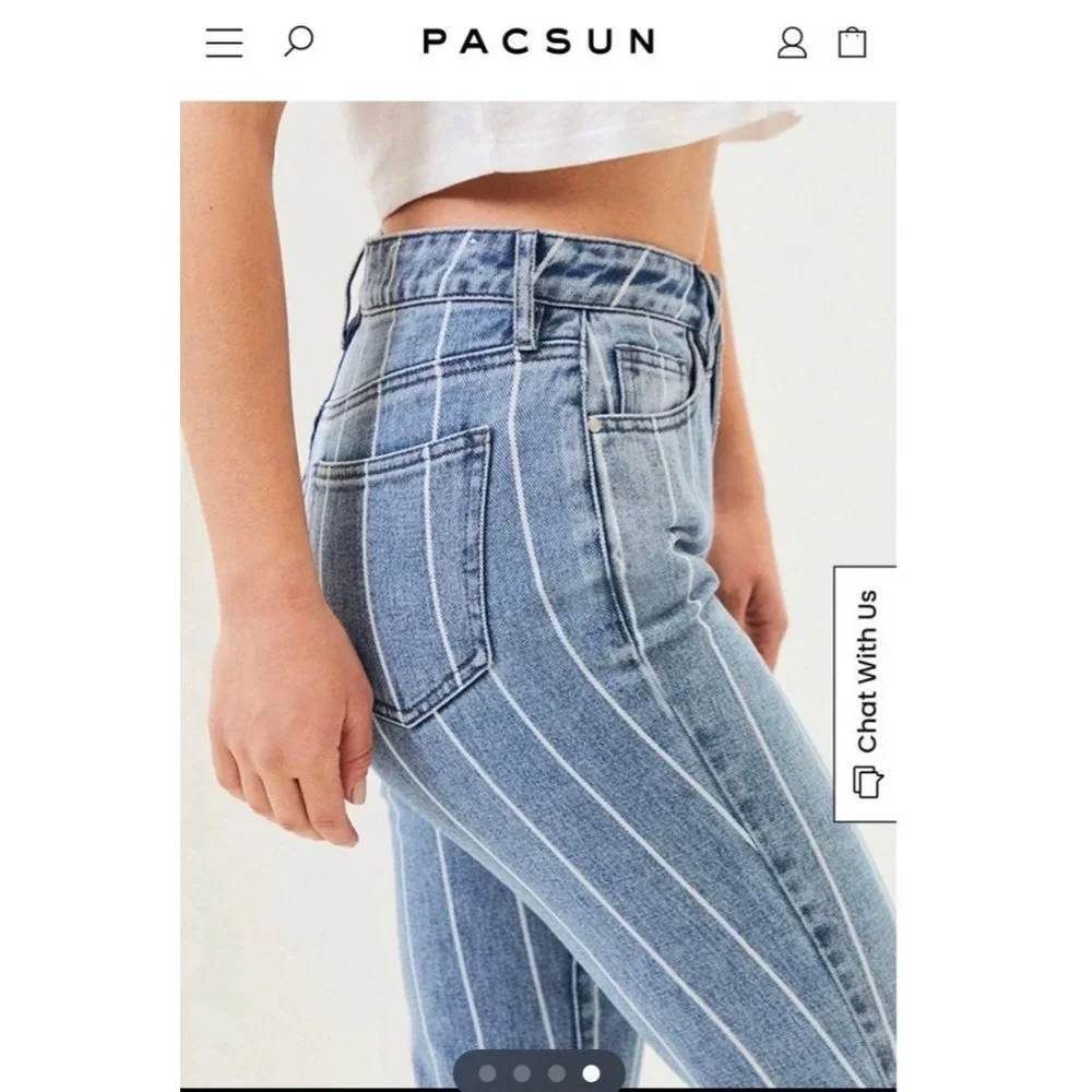 PacSun Mom jeans window pane striped cropped 23 straight - Picture 4 of 12